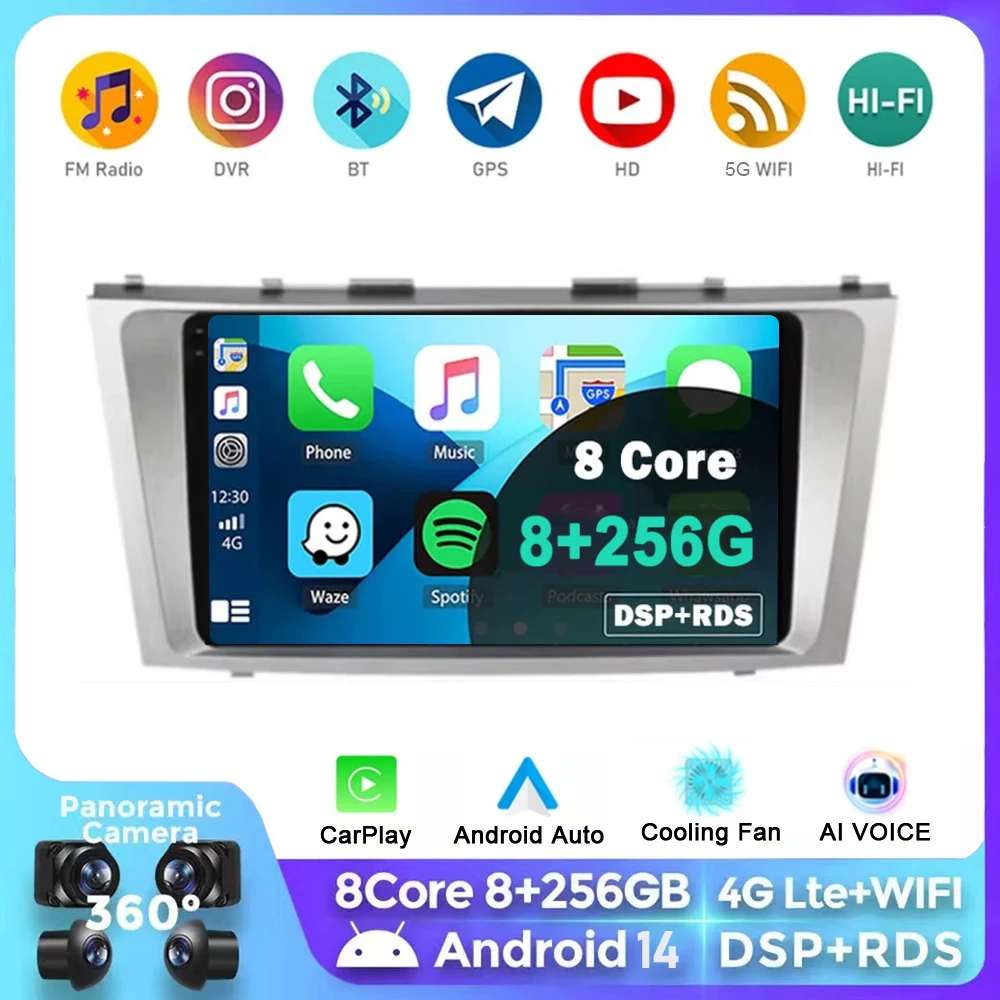 

Android 14 For Toyota Camry 6 XV 40 50 2006-2011 2K QLED Android Car Radio Multimedia Video Player GPS Stereo CarPlay Head Unit