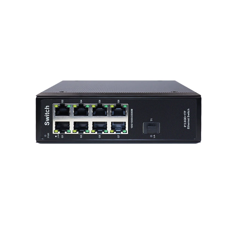 JT-COM 10GbE Uplink 2.5G SFP Industrial PoE Switch 9-Port 2.5G POE Industrial Switch, 8*2500M POE RJ45 Ports + 1*10G SFP+ Slot