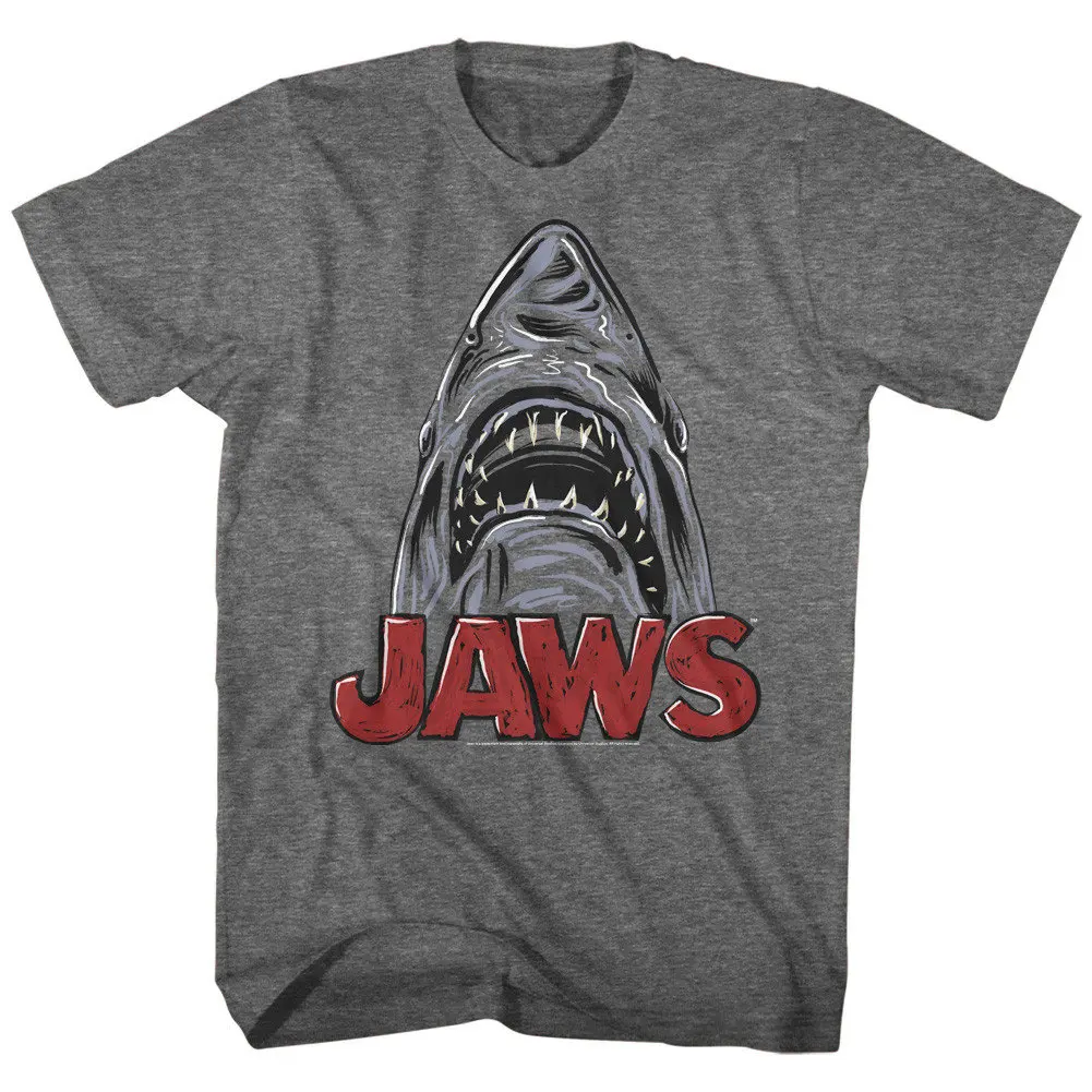 Jaws Sketchy Shark Graphite Heather Adult T Shirt