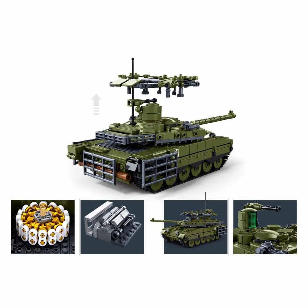 Military War Model Army T90M-S Proryv Main Battle Tank Building Blocks Tank Model Bricks Toys Boy Gift