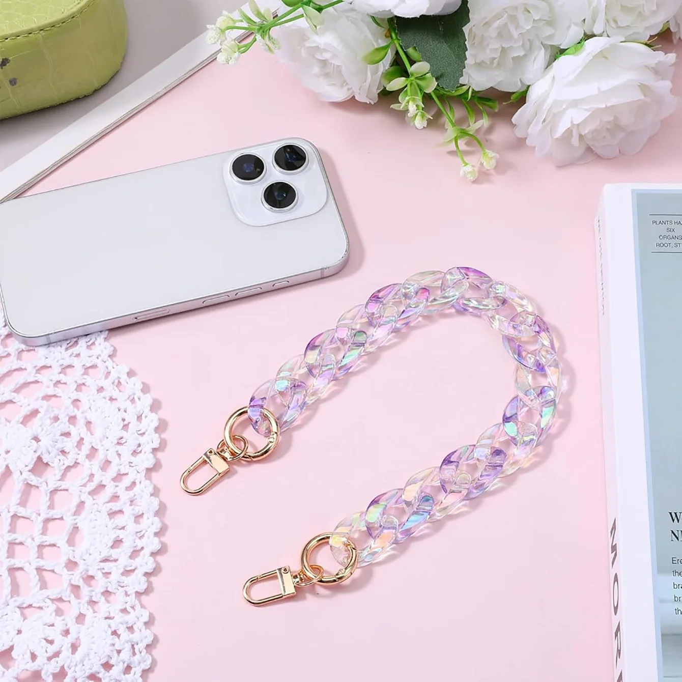 Acrylic Bag Chain Strap, Colorful Transparent Detachable Purse Extender Handle Replacement for Crossbody/Shoulder Bags