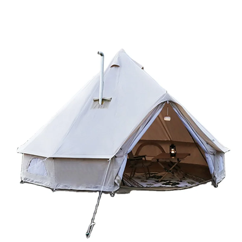 

Outdoor Family New Design Wholesale Glamping Mildew Proof Cotton Cloth Bell Tent