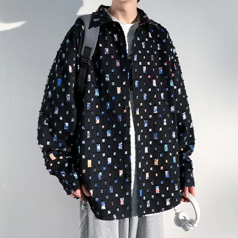 

Весенне-осенняя рубашка с длинным рукавом в шахматном порядке, клетчатая куртка в студенческом стиле, мужская корейская модная свободная рубашка, пальто Y2k, японская уличная одежда