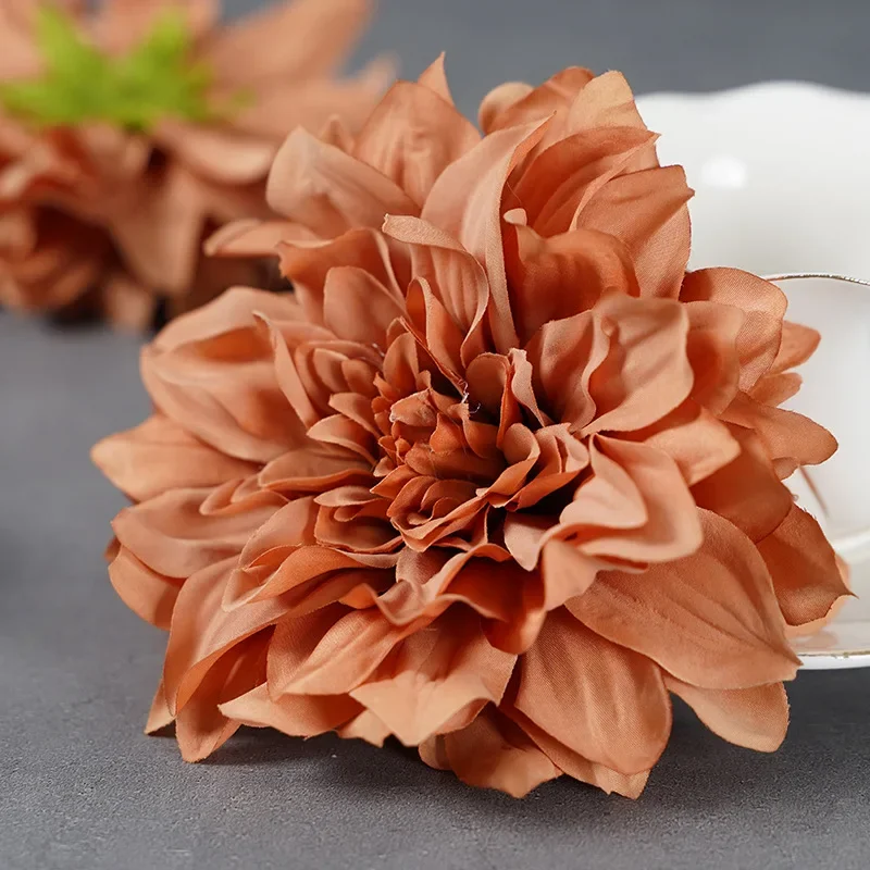 Artificial Dahlia Silk Flower DIY Flower Head European Retro Color Wedding Flowers Wall Soft Flower Flowers Head