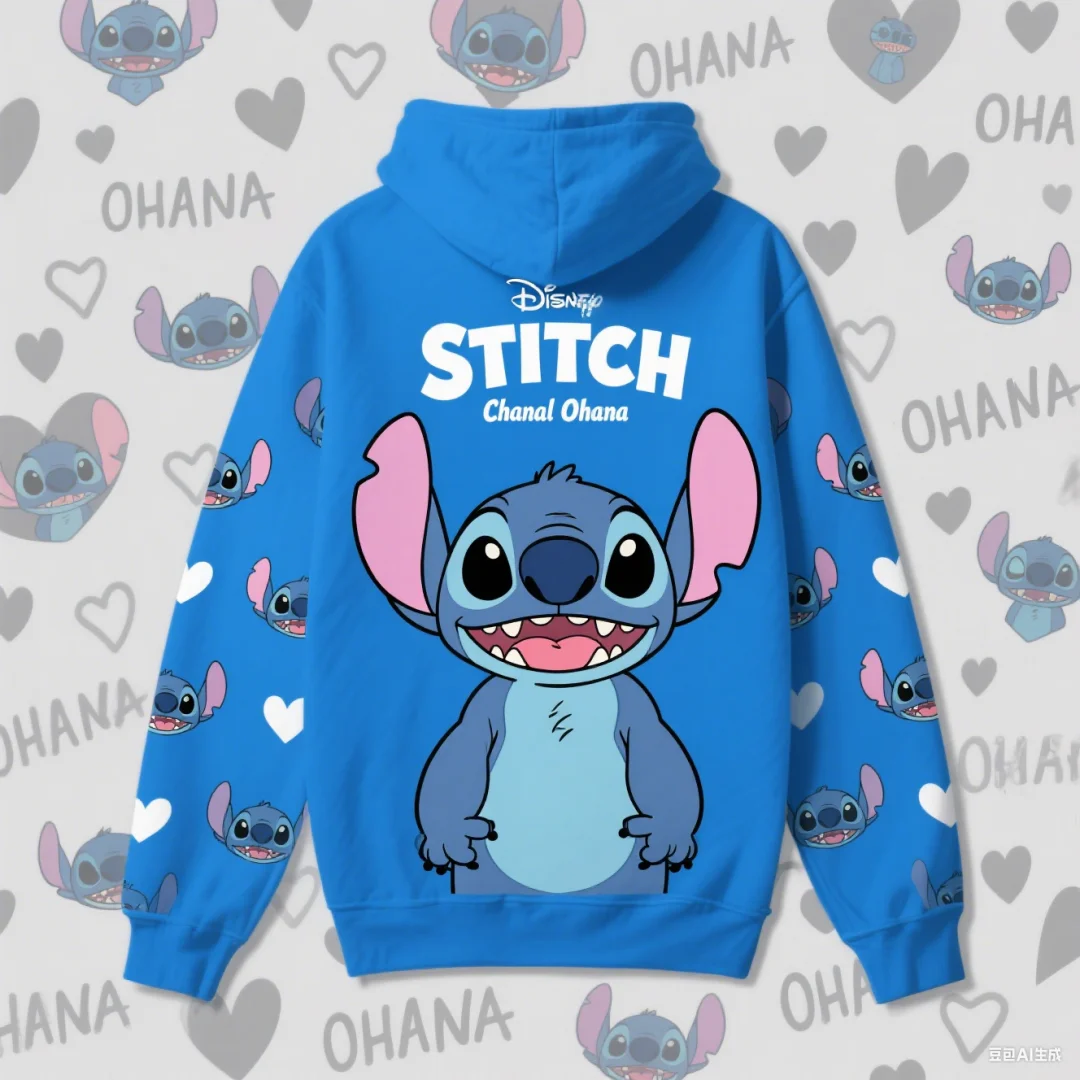 ديزني غرزة الجرافيك هوديي تأثيري الملابس ثلاثية الأبعاد طباعة الخريف الترفيه بلوزات Y2K طفل هوديس الرجال والنساء هوديس