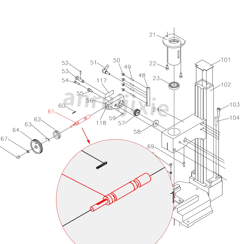 Z-Axis Fine Feed Worm Shaft for SIEG X1&SX1&&Grizzly G0937&JET JMD-1&SOGI S1-16&MS-1 &Compact 1&Clarke CMD10 Mini Mill Spares