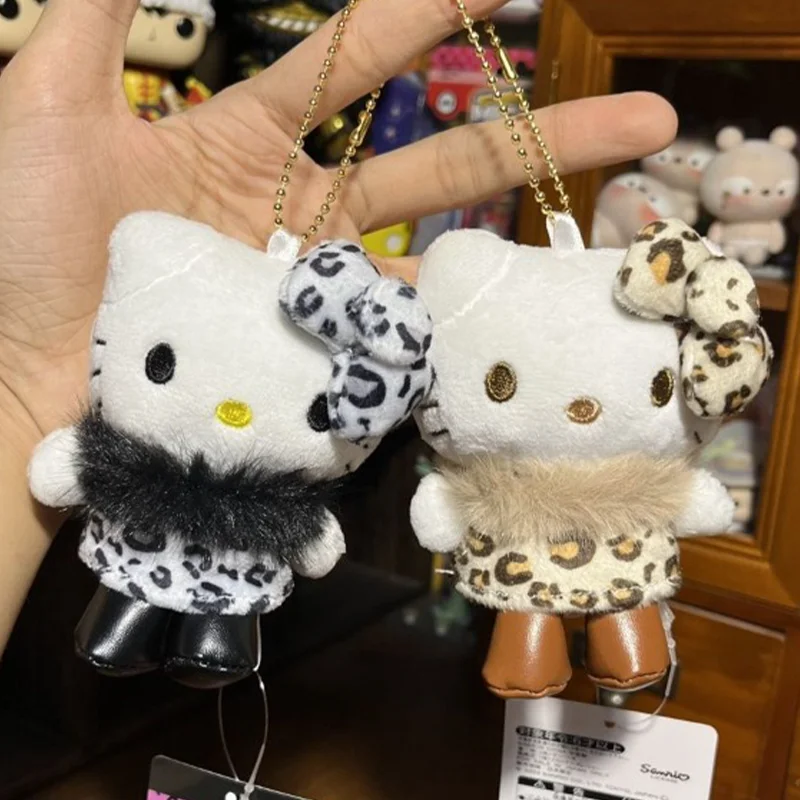 

Kawaii Sanrio Hello Kitty Plush Toy Cute Japanese Leopard Pattern Hot Girl Series Plush Doll Backpack Pendant Anime Girl Gift