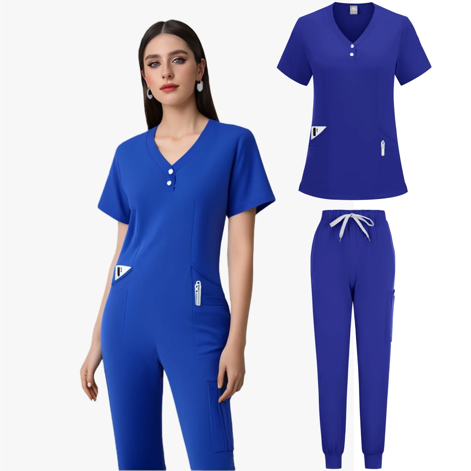 Uniforme d'infirmière pour femmes, robe génératrice solide, ensembles de gIslande pour médecin, vêtements de travail unisexes pour hôpital, haute qualité, vente en gros, nouveau