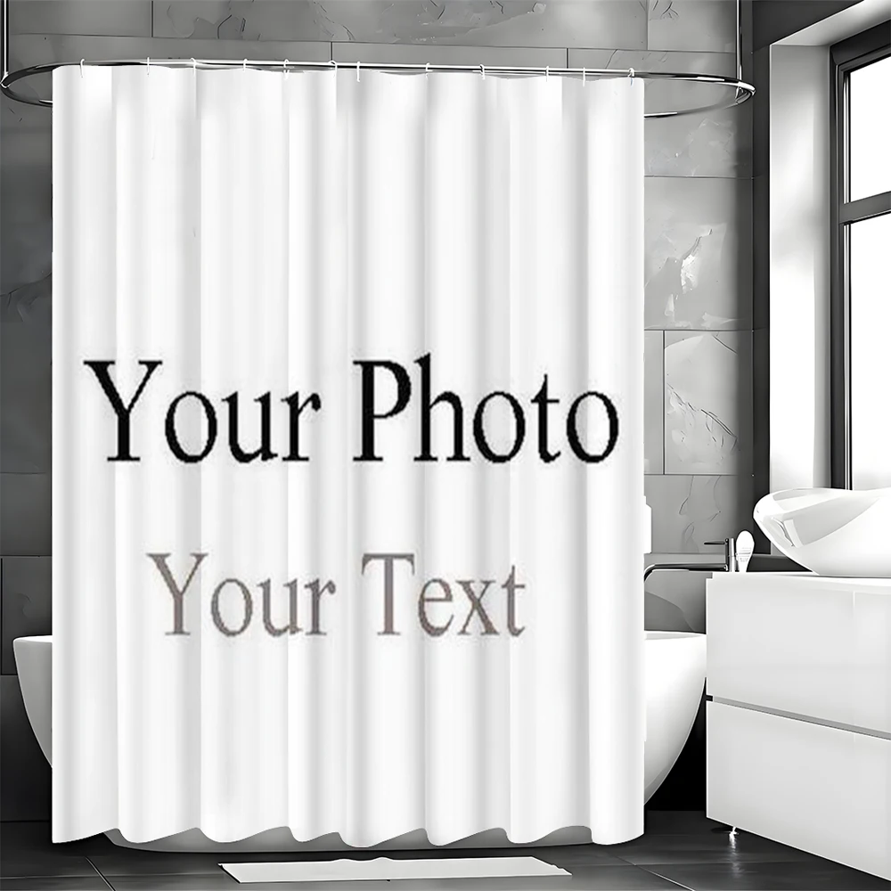 Custom Photo Shower Curtain With Your Picture And Text Personalized Bathroom Decor Waterproof Fabric For Unique Home Design