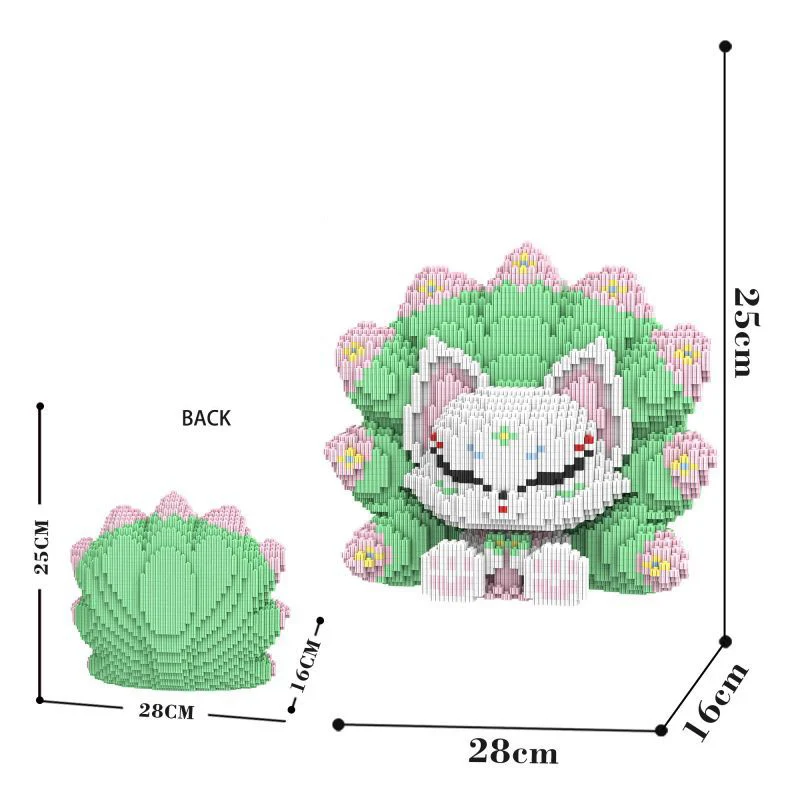 Nine-tail fox puzzle building blocks 3D three-dimensional toy gift Chinese mythology animation image cute animal creative DIY