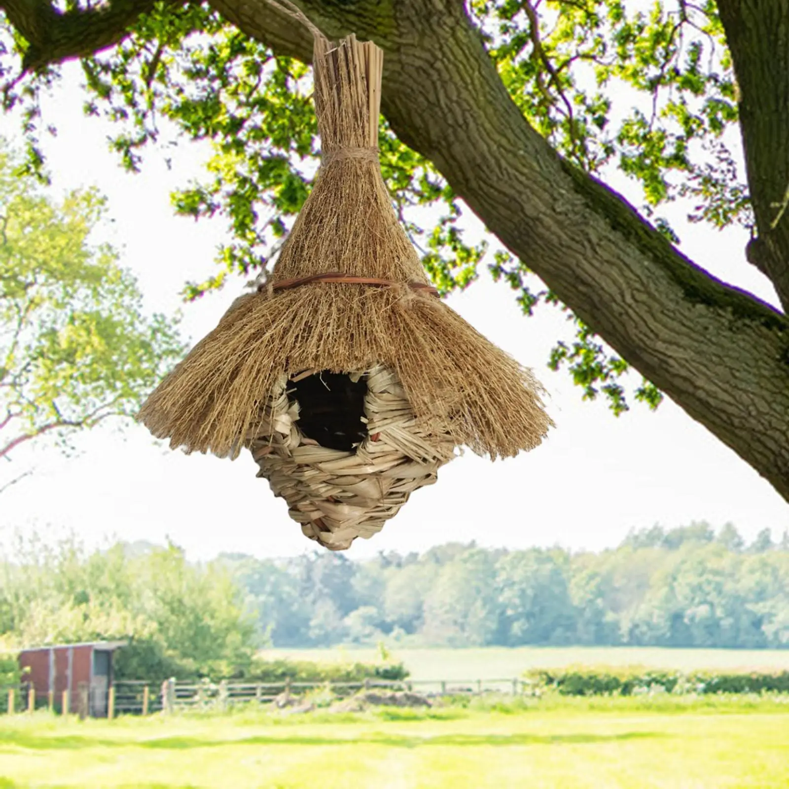 Straw Birdhouse, Shelter Humming Pet Accessories Birds Hut for Outdoor, Yard, Home, Garden, Lawn