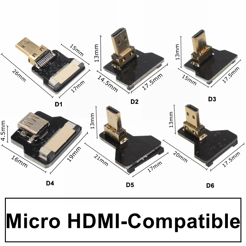 DIY Ribbon FPV HDMI-Compatible Connectors Flexible Flat Cable Raspberry Pi 4 Micro-HDMI & Mini-HDMI Assembly 90 Degree FFC 20pin