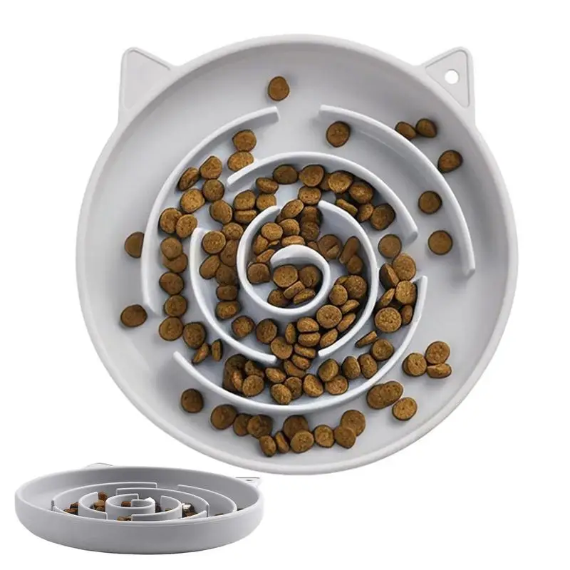 

Cat Slow Feeder Slow Down Eating Cat Food Dish Animals Silicone Food Holder Healthy Eating Maze-Shaped Dish For Living Room