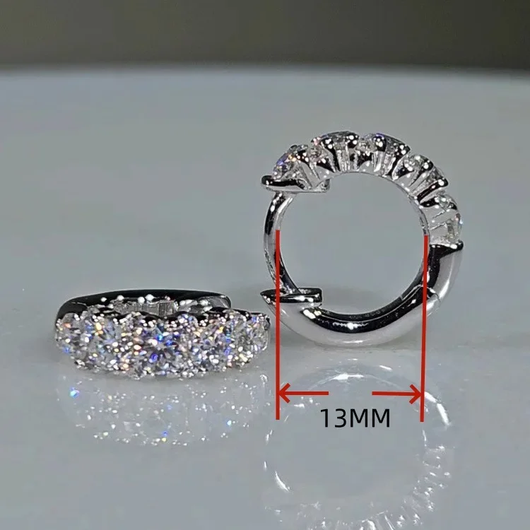 S925 Sterling Silber Ohrringe Luxuriöser Moissanit Halbkreis Diamant Leicht Elegant – Detail 7