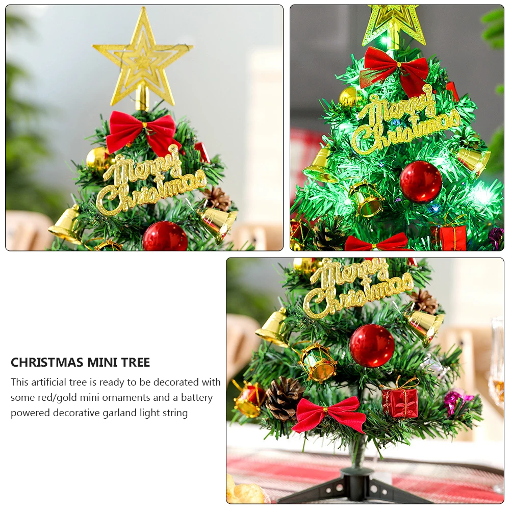

1 set PVC Ornaments Desktop Decorations with Lights Mini Tabletop Christmas Tree Mini Xmas Tree Christmas Adornment Holiday Gift