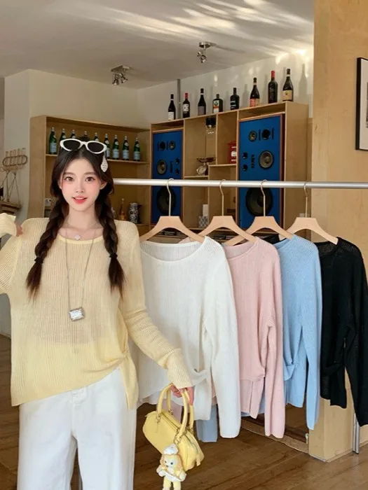 

plus Size Casual round Ne Striped Long Sve Knot Top Women Spring Summer New Loose Versatile T-irt Comfortable Korean S...