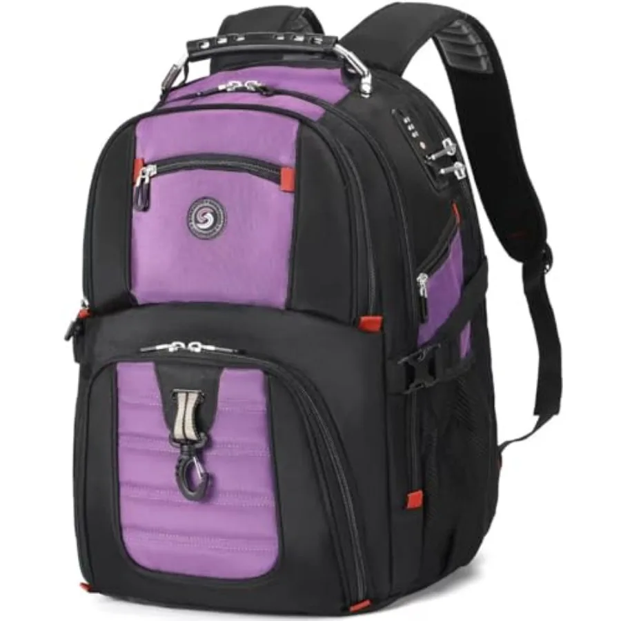 

SHRRADOO Extra Large 50L Travel Laptop Backpack with combination lock, College Backpack Airline Approved Business Work Bag Fit