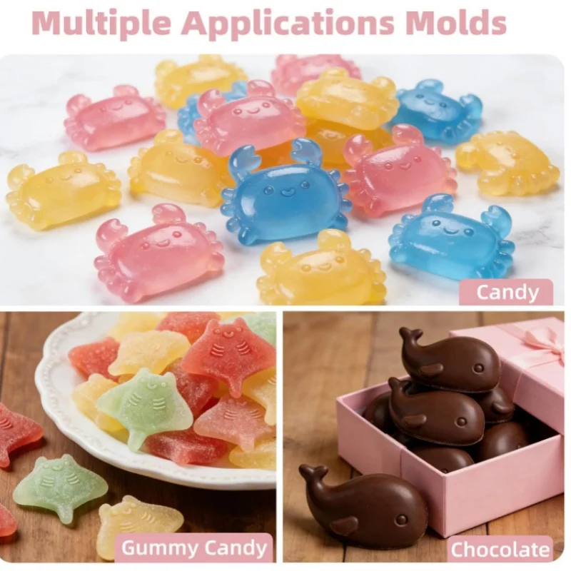 Ice Cube Molds with Cute Marine Life Shapes Ice Tray Easy To Release for Freezer Home Kitchen Drinks Cocktail Coffee