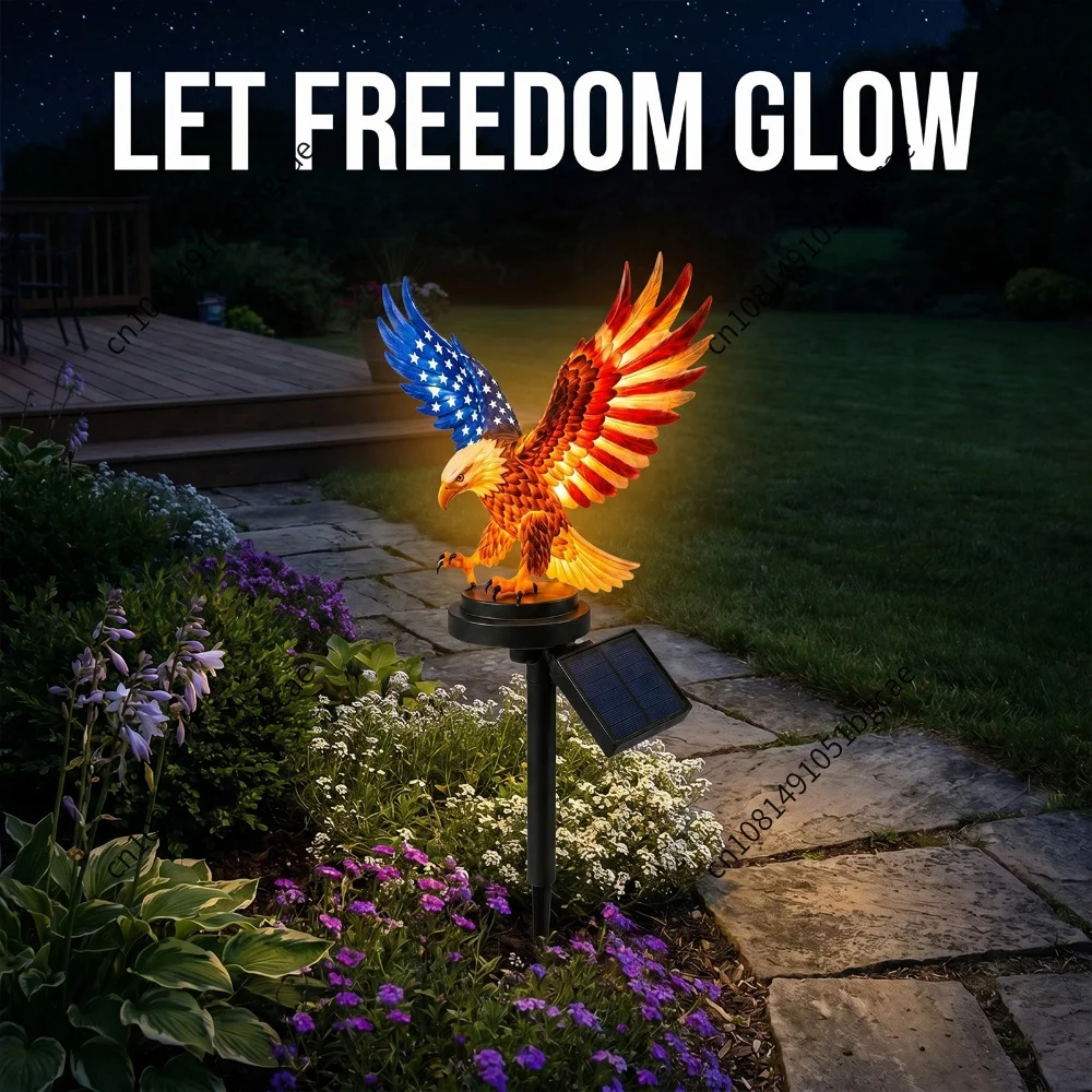 Eagle Figurine Garden Solar Stake Light Waterproof Decorative American Bald Eagle Solar Garden Lights for Yard Patio Lawn Party