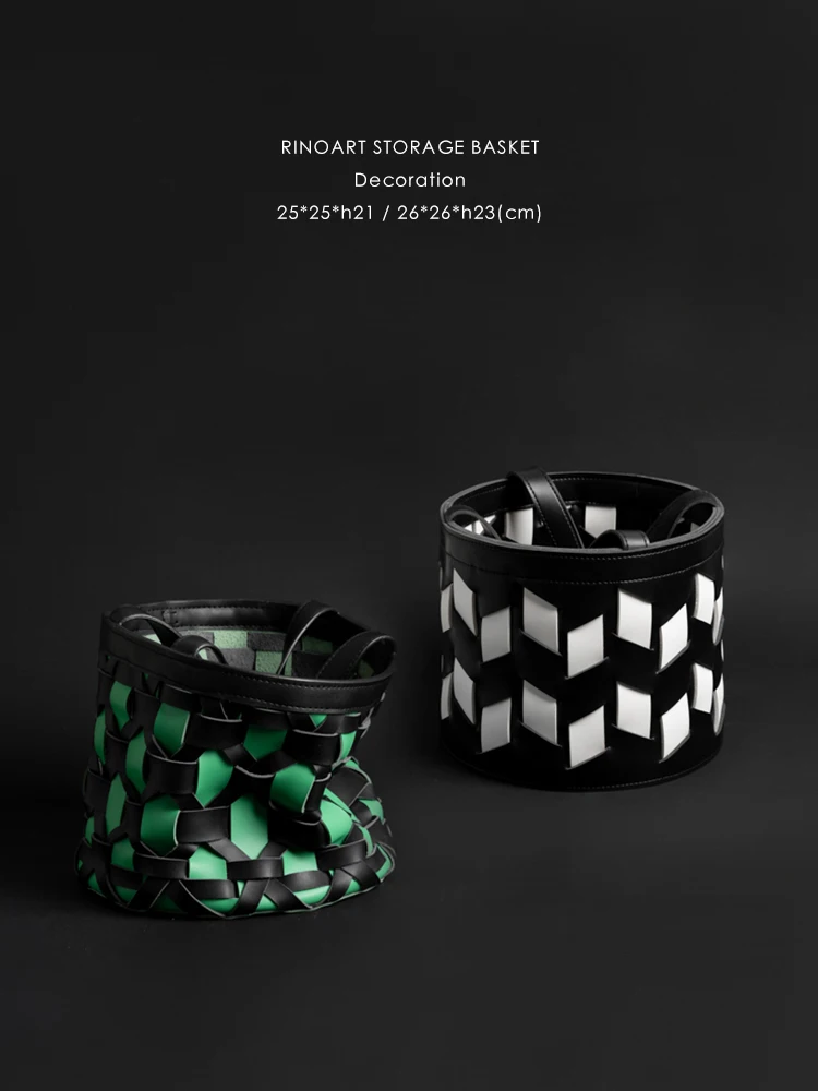 

Плетеная вручную корзина-органайзер из седельной кожи для хранения, многофункциональная сумка-ведро для дома от Ruan Home 306 307