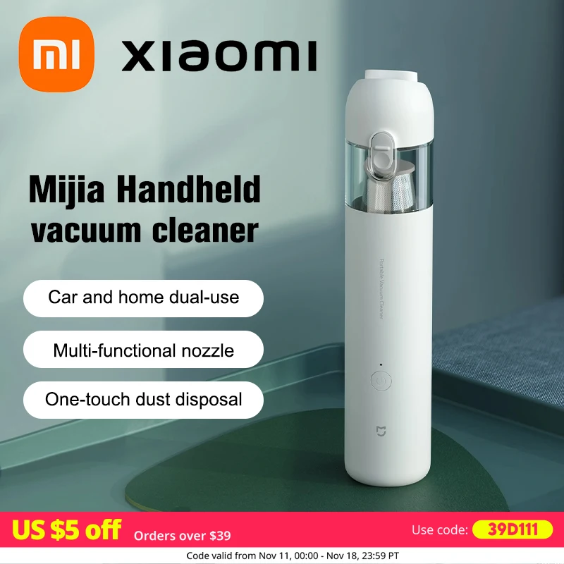 Xiaomi Mijia Portátil Carro Aspirador Mini Handheld Máquina De Limpeza Sem Fio para Casa Auto Suprimentos 13000Pa Cyclone Sucção