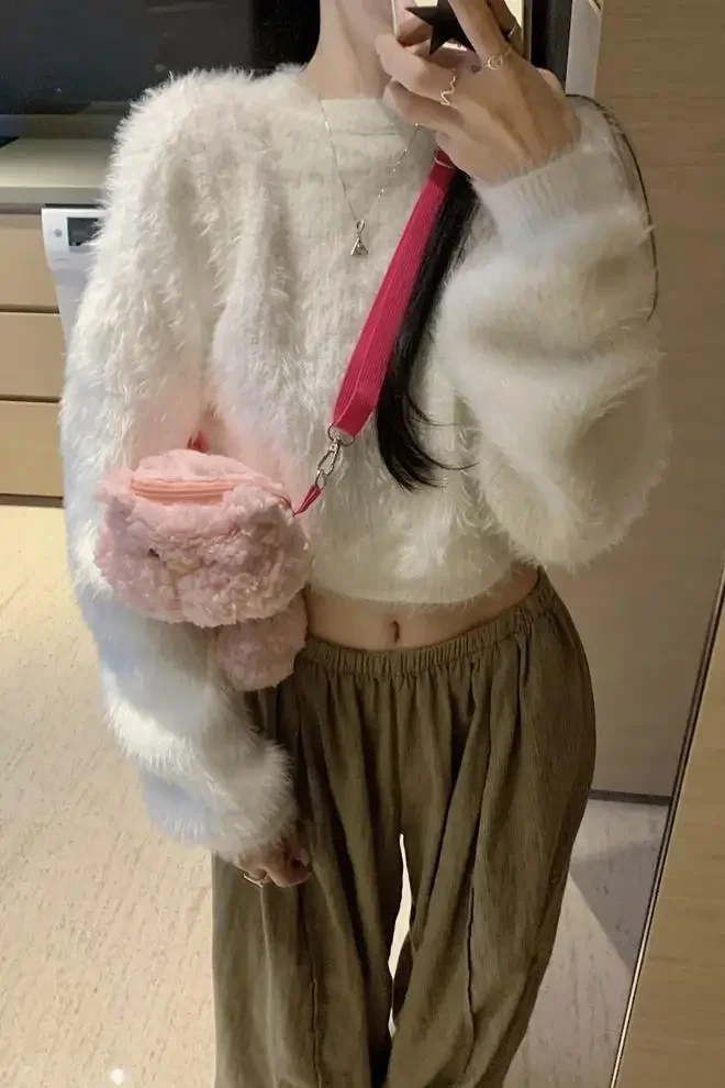 จัมเปอร์Y2kเสื้อดึงFemmeหวานSueter Mujer Cropped Pullvoersสําหรับผู้หญิง2025 Ropa Mujerแฟชั่นถักเสื้อกันหนาวเกาหลี