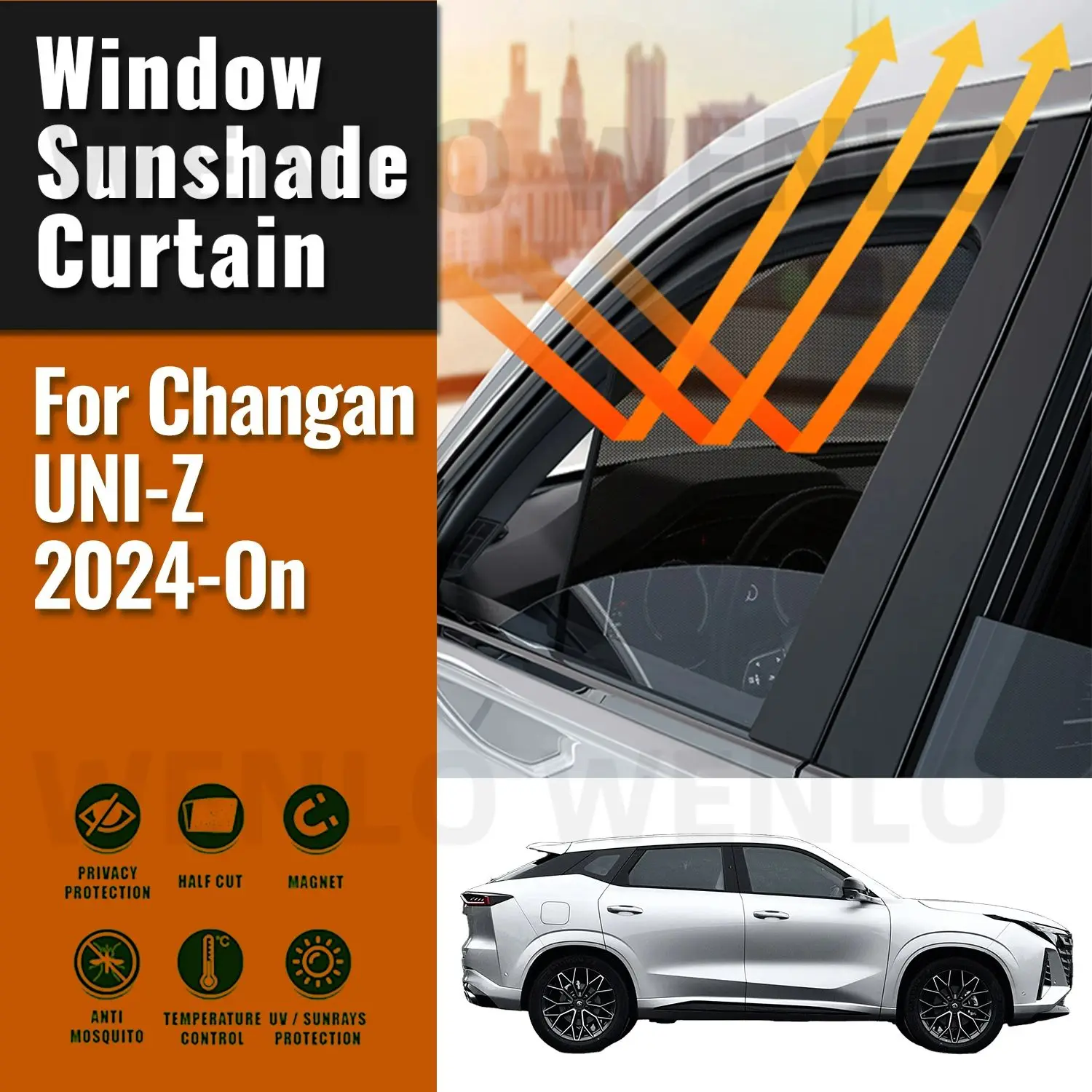 

For Changan UNI-Z 2024 Magnetic Car Sunshade Visor Front Windshield Frame Curtain Baby Rear Side Window Sun Shade Shield