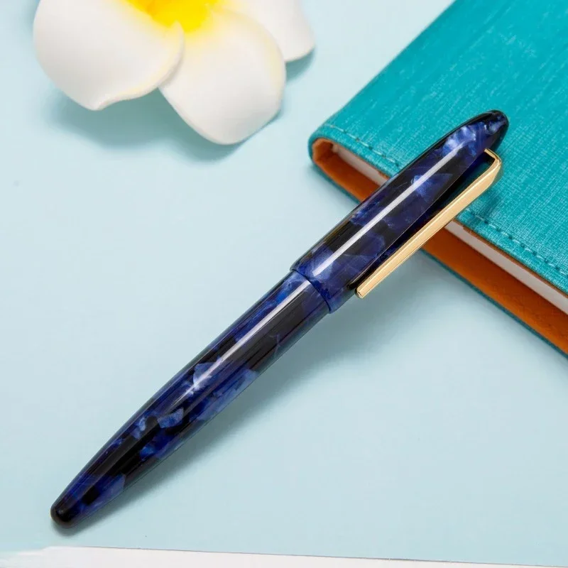 Hot ADMOK D56 Acrlic Fountain Pen Schmidt Iridium Gold EF/F 0.38/0.5mm Nib Ink Pen Piston Resin Stationery Business Writing Gift