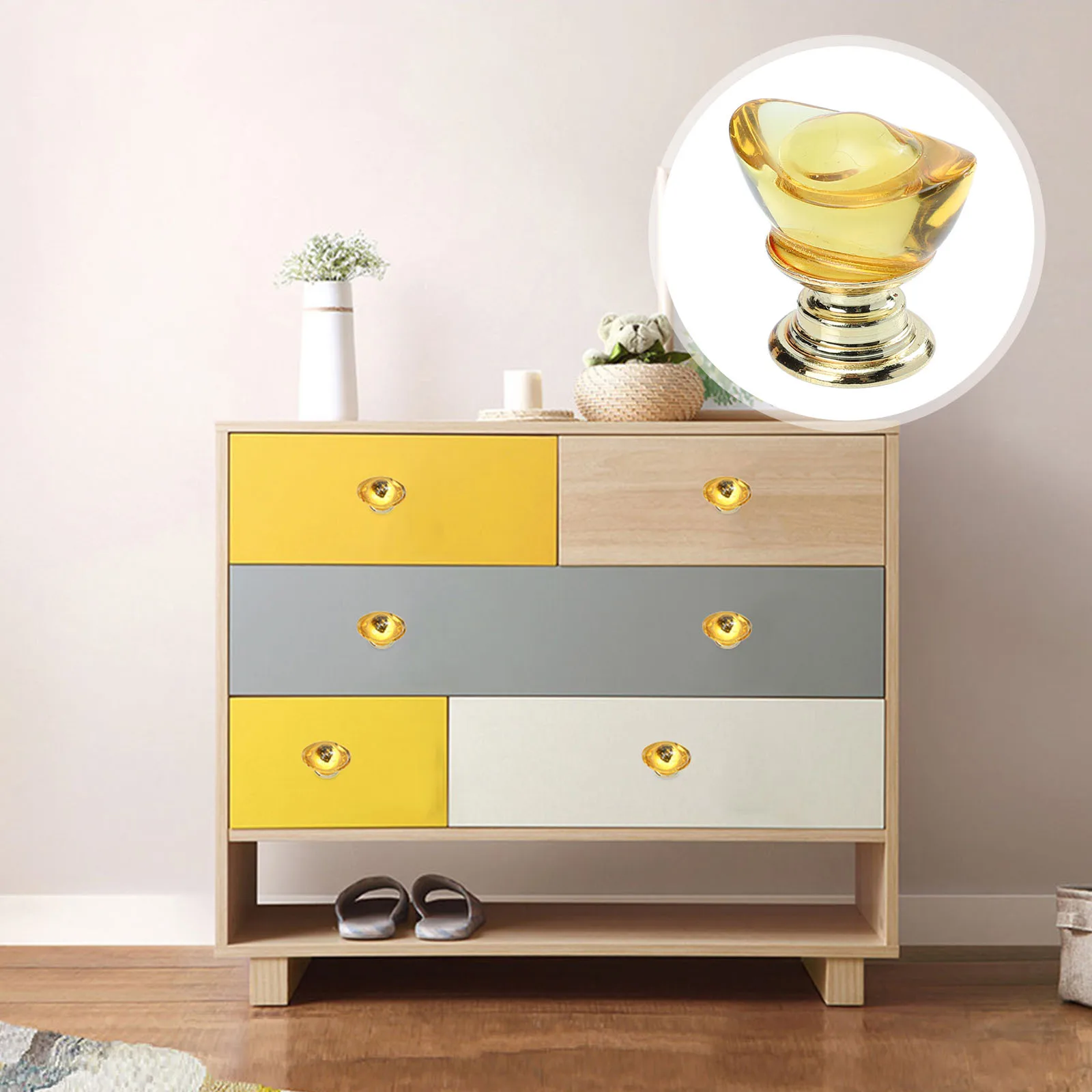 

4 Pcs Kitchen Cabinets Crystal Door Pulls Drawer Knobs Gold Handles for Drawers Decorative Golden Cupboard