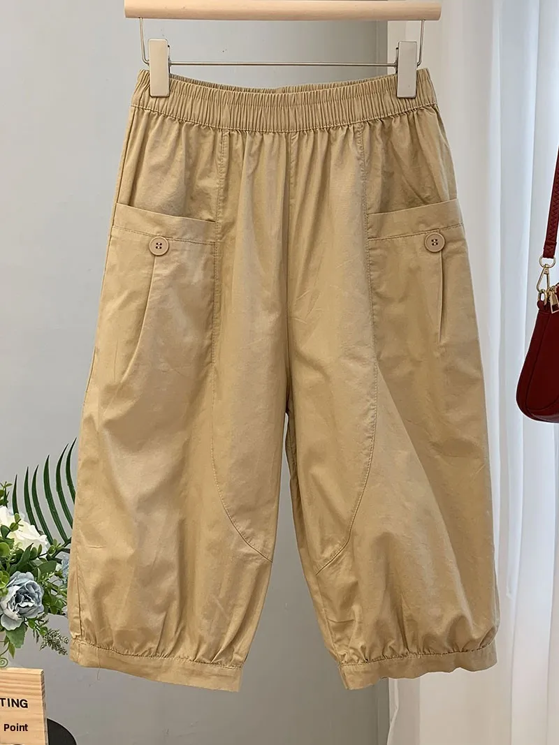 2025年夏 レディース 純綿 カジュアルパンツ ルーズ 薄手 ストレートパンツ 無地 多用途 トレンド トラウザーズ
