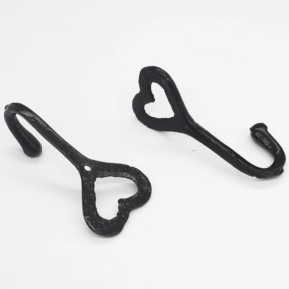 Heart Cast Iron Wall Hooks Rustic Coat Rack Heavy Duty Hooks Jewelry Hanger Key Hook Hat Holder Backpack Holder Pet Leash Hanger