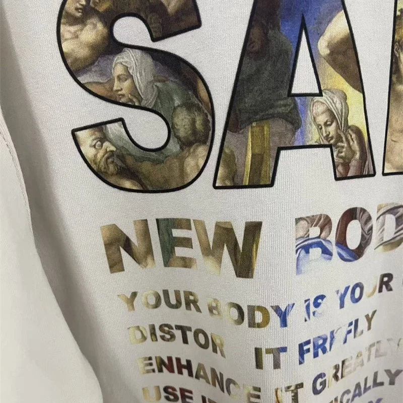 25FW New Graffiti Letter Print Saint Long Sleeve T-Shirt High Street Men Women Concrete White Crew Neck Premium Quality T Shirt