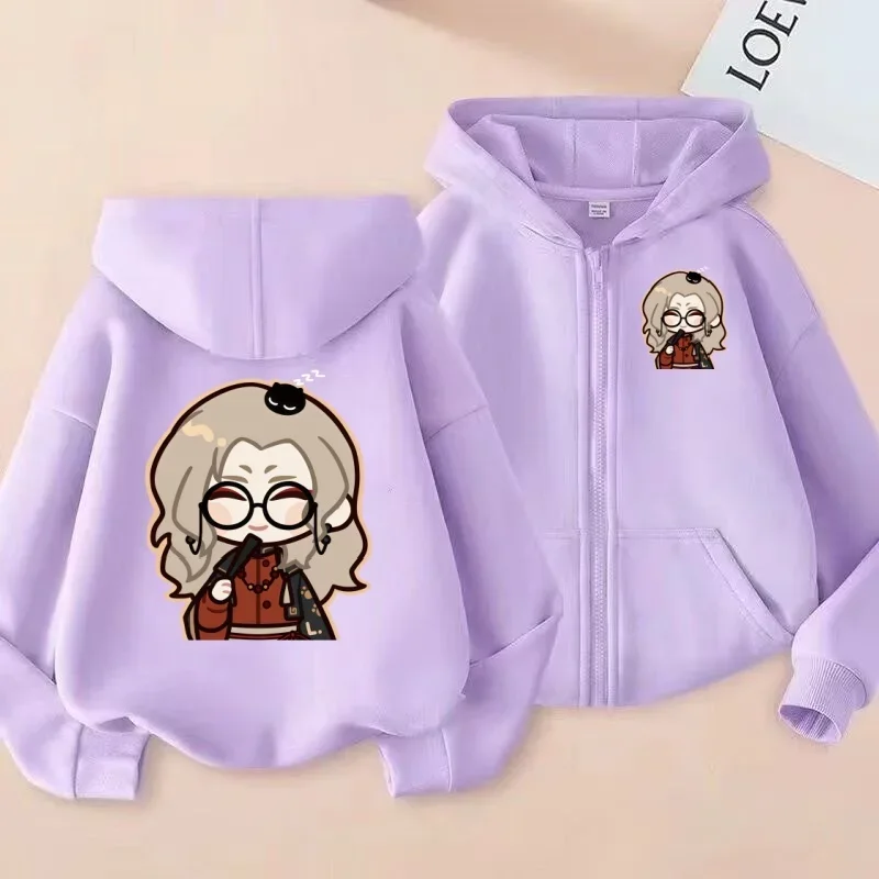 سويت شيرت بسحاب للأطفال Q-Version بغطاء للرأس مطبوع عليه الرسوم المتحركة للرجال والنساء، بلوزة عصرية غير رسمية #3