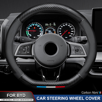 Car Carbon Fiber Steering Wheel Cover For BYD Atto 3 Act Seal Tang F3 E6 Yuan Song Plus EV F0 Qin Han Dolphin E2 E9 E7 Anti-Slip
