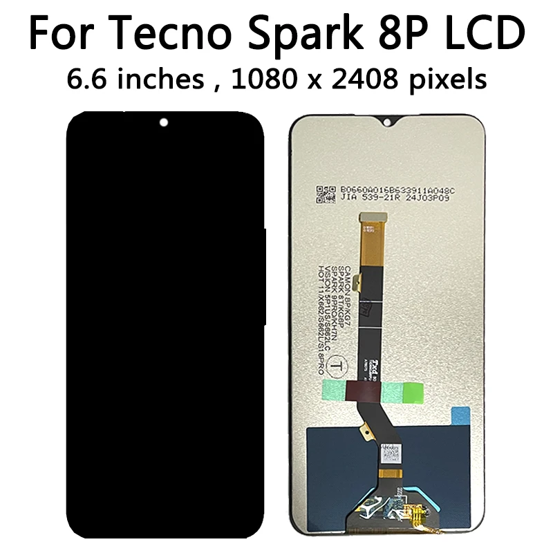 100% Tested For Tecno Spark 8 /8C/8P/8T/8 Pro LCD KG6 KG5k KG6p KG7H KG8 Display Touch Screen Digitizer Panel Parts