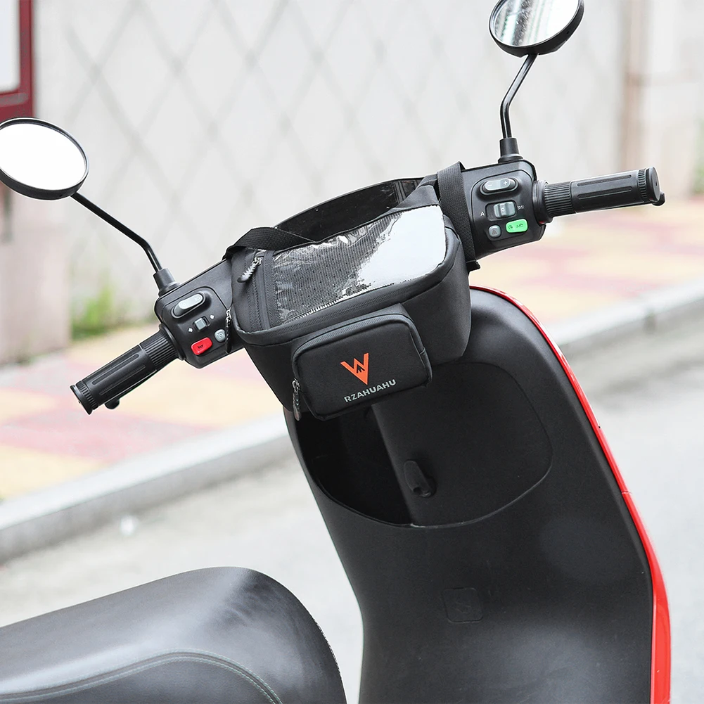 

Передняя сумка для мотоцикла с сенсорным экраном, большая вместительная сумка для хранения передней вилки, многофункциональная водонепроницаемая сумка для электрического велосипеда, мотоцикла