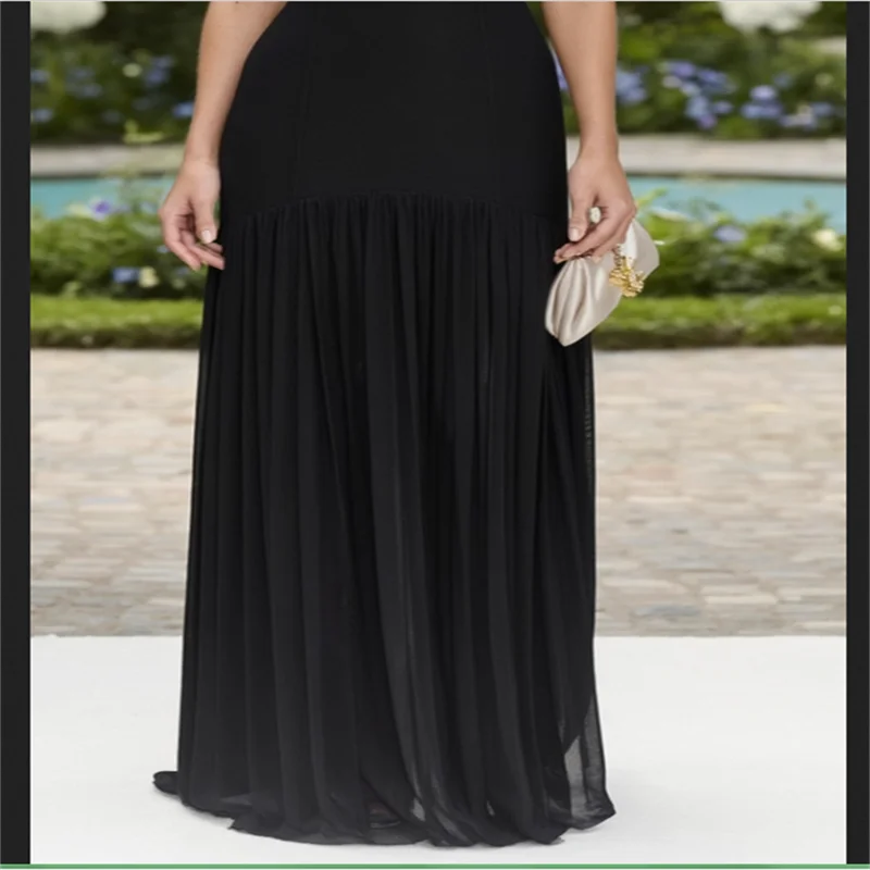 فستان عيد ميلاد امرأة مثير فستان الزفاف الرسمي ضيف أسود قبالة الكتف بلا أكمام فستان ماكسي المرأة مساء فستان مخصص #3