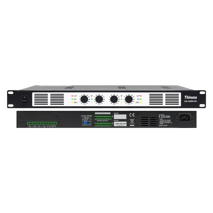 Commercial Class D 4 Channel 150 Watt 1U Digital Amplifier PA Public Address System Power Amplifier