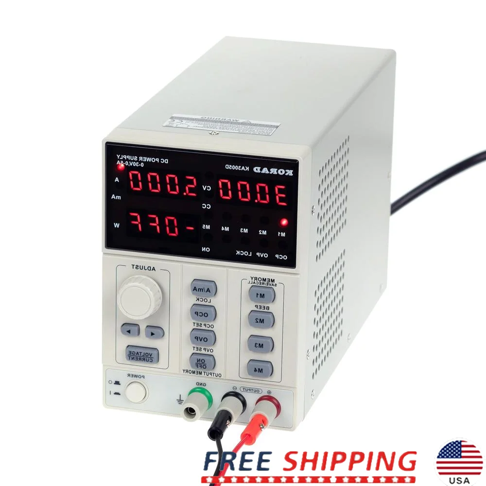 Precision Adjustable DC Power Supply 30V 5A Lab Grade Digital Regulated Memory Recall High Precision Readings Safe & Quiet