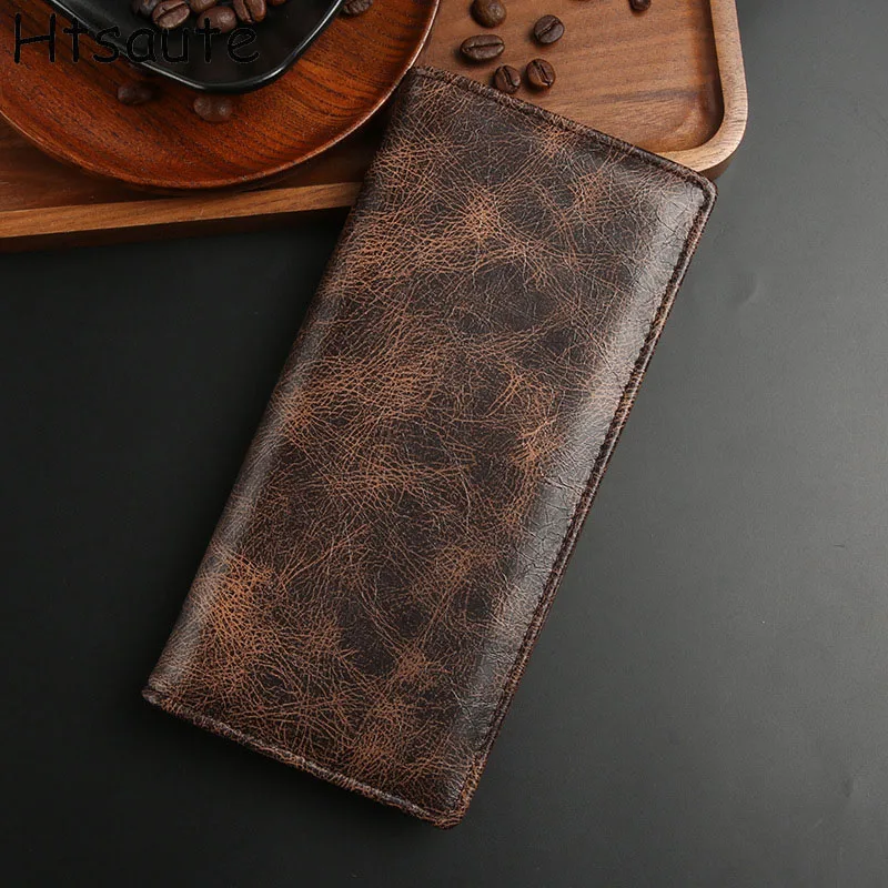 Men's Long Shaped PU Leather Bag Credit Card Wallet Men's Fashion Soft Thin ID Card Holder, Slim Small Cards Cases Holder Purse