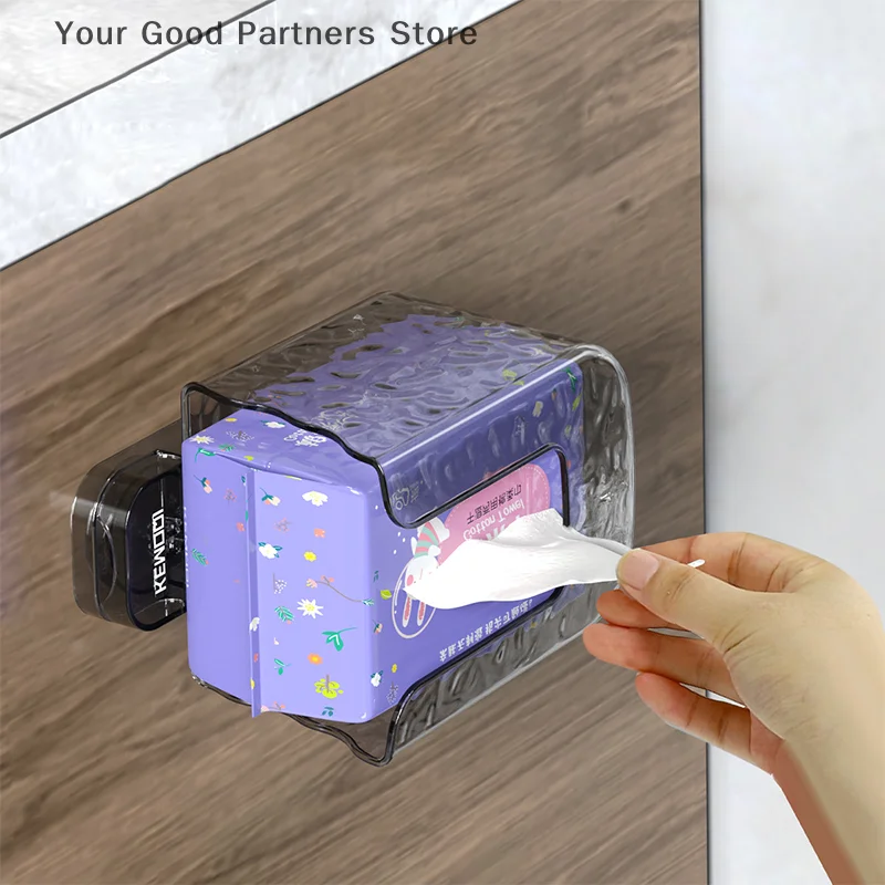 Scatola per fazzoletti a parete con ventosa Punch Free Porta asciugamani di carta Scatola di carta Dispenser per montaggio a parete per cucina Ufficio