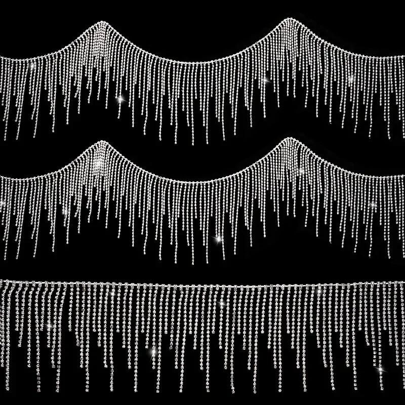 45/90 cm Strass Kristall Quaste Trim Gürtel Perlen Strass Band Quaste Kette für Jeans Kleidung Zubehör DIY Dekoration