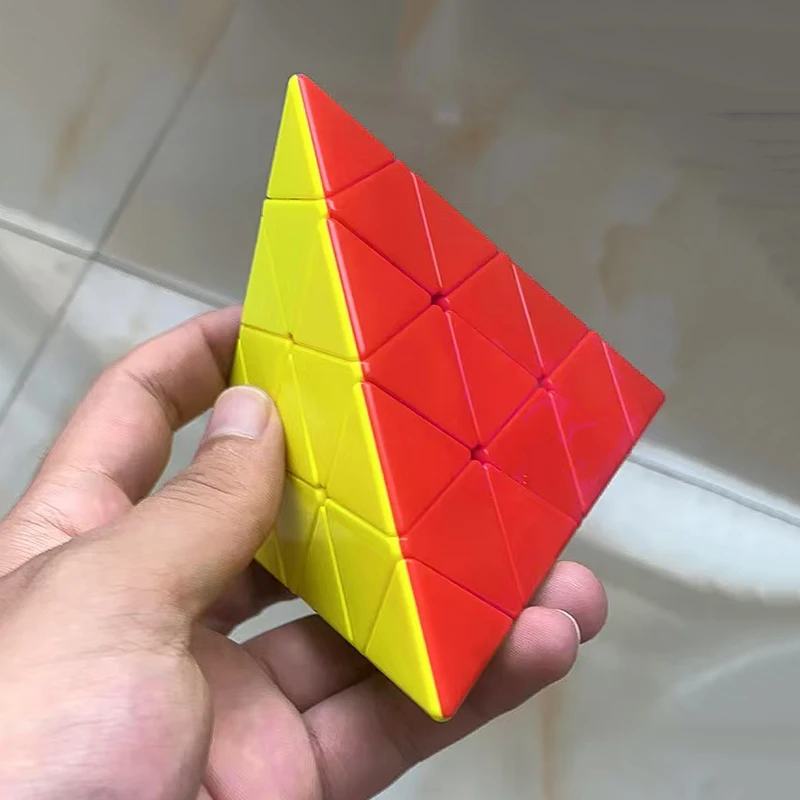 Cubo de velocidad piramidal 4x4x4, rompecabezas triangular sin pegatinas para niños y niñas, juguetes educativos, los mejores regalos, Cubo Mágico