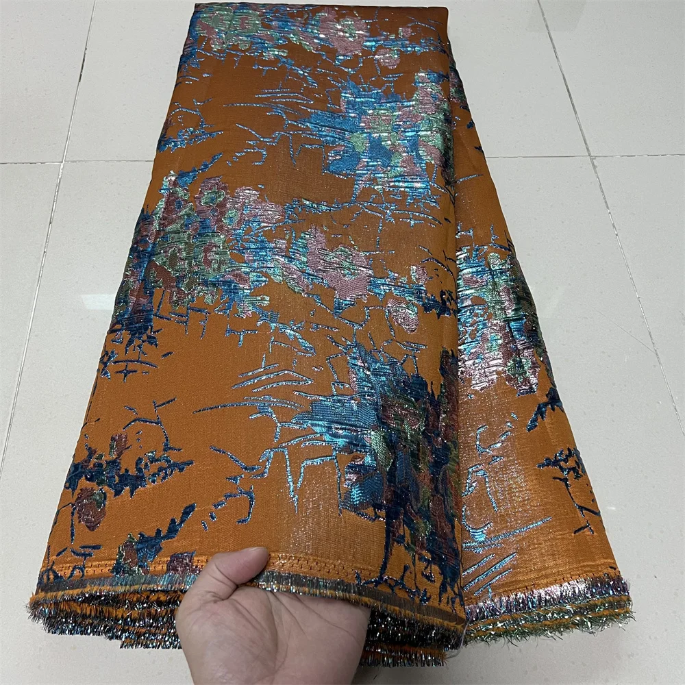 

2025 High Quality African Nigerian Tulle Lace Fabric Embroidery Jacquard French Dress Prom Party Gown For Sewing 5Yards YXZ182