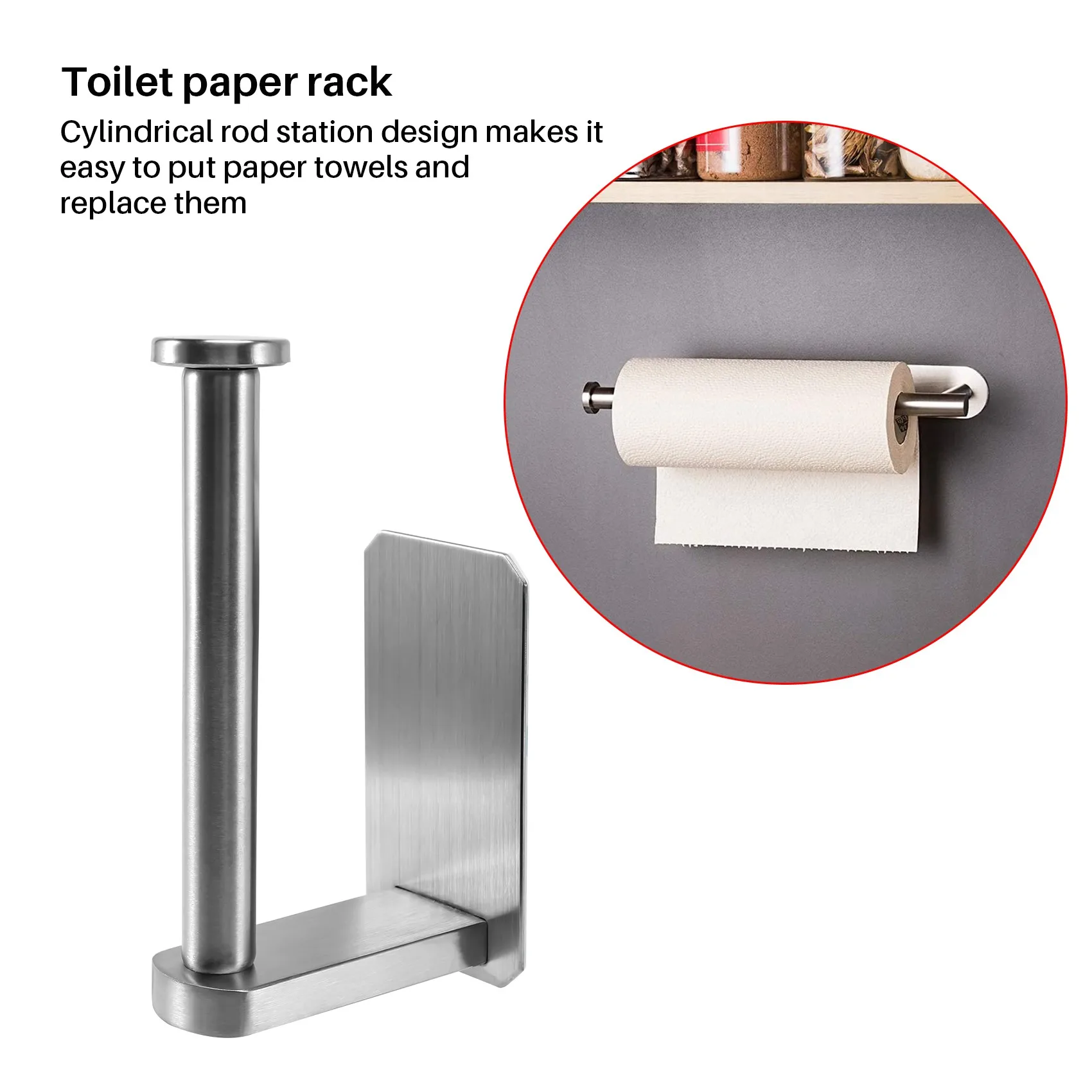 Self Adhesive Toilet Paper Holder-Bathroom Toilet Paper Holder Stand No Drilling Stainless Steel Brushed