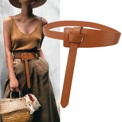 Knotted Belts for Women Belt Lady Waistband Soft Genuine Leather Suede Cowhide Waist Belt Straps Long Dress Coat Accessories