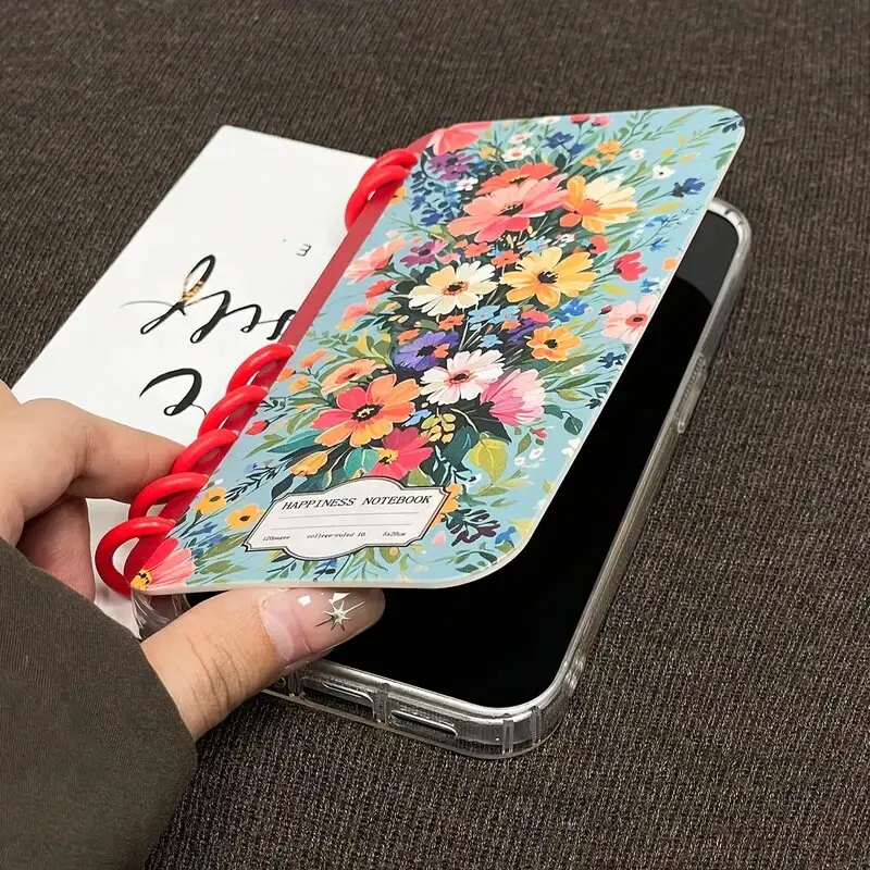 DIY Custom Flower Patterns Flip Stand Book Case Cover Notebook TPU Clear Flip Case for iPhone 17 17Air 17promax 17pro 16 15 12 - view 3