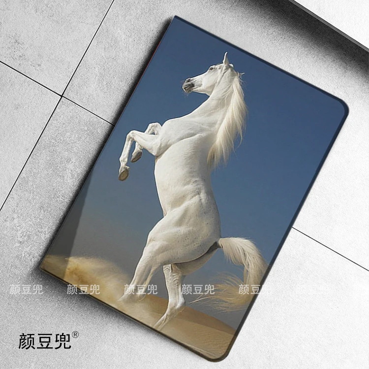 White Horse Animal iPad Case For iPad Air 4 5 10.9 Mini 5 6 For Pro 12.9 11 inch Luxury Silicone iPad 10th Full Protective Shell