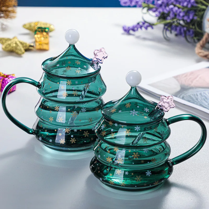 2020 new Christmas tree glass, spot Hu green glass Christmas cup