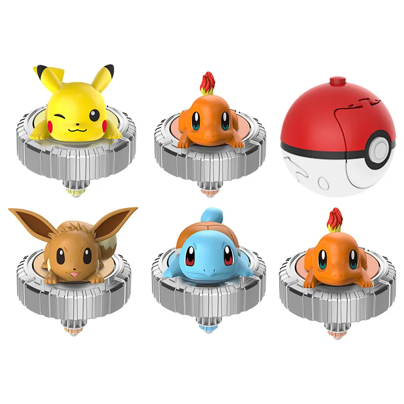 Pokemon Spinning Top Ball Toy Action Figure Pikachu Charmander Squirtle Mew Eevee Box Gyro Spin Battle Game Children Toys